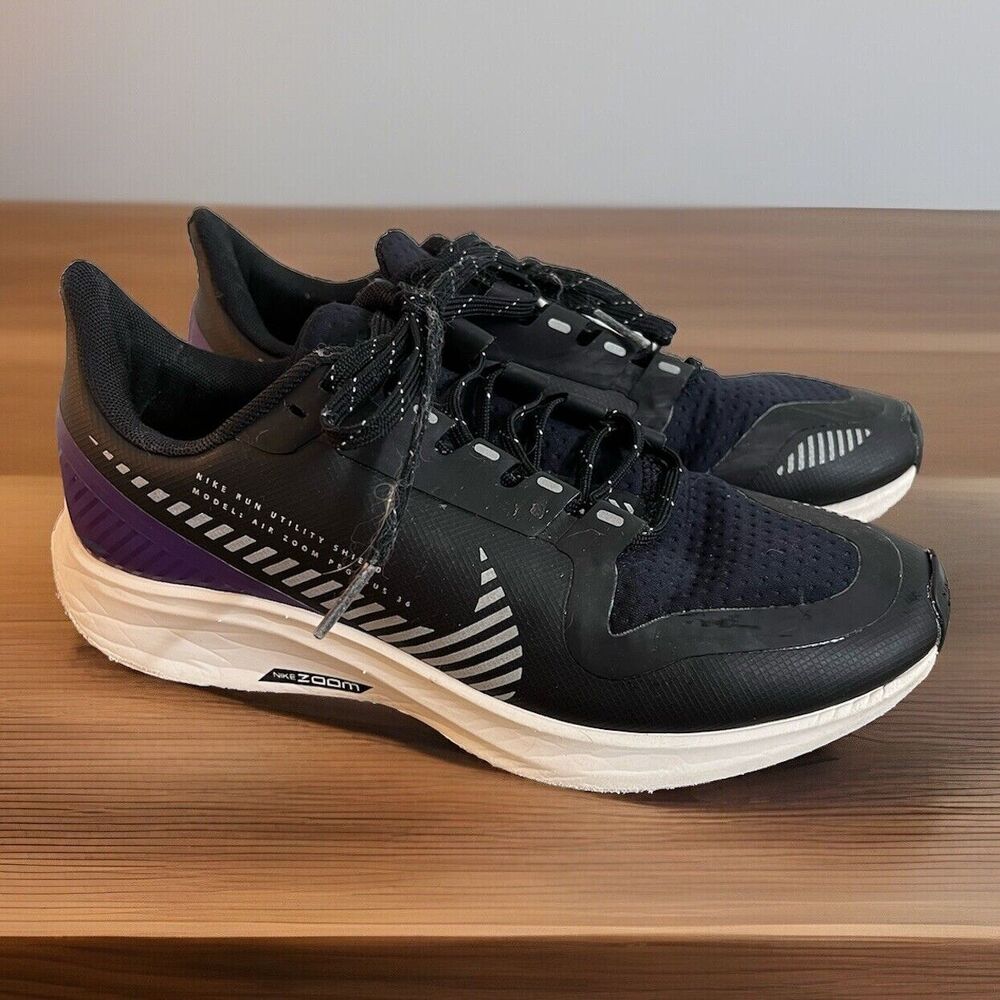 Nike Womens Air Zoom Pegasus 36 Shield AQ8006-002 Black Running Shoes Sz 5.5